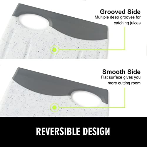 Small Non Slip Cutting Board, 7.48" Mini plastic Cutting Board for Small Kitchen Task, Unique Design with Multiple Juice Grooves! BPA Free, Dishwasher Safe, Easy Grip Handle (White)