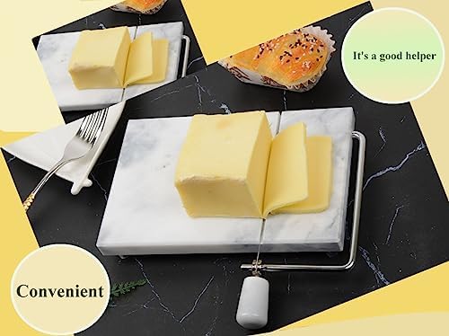 Marble Cheese Slicer,Non-stick Cheese Slicer,Polished Marble Cheese Slicing Plate for Cheese Slicing,Butter, Soft Foods(White Grey)