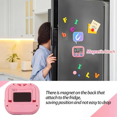 Weewooday 24 Pcs Digital Kitchen Timer Magnetic LCD Alarm, Pink, Orange