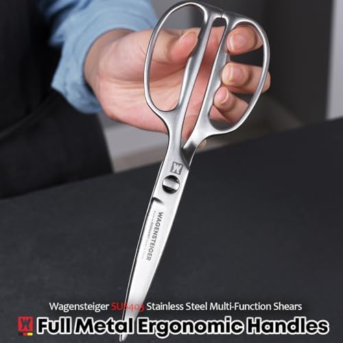 WAGENSTEIGER Kitchen & Outdoor Scissors, SUS403 Stainless Steel Multi-Function Shears with Herb Stripper, Detachable Blades, Ergonomic Handles, Ideal for Meat, Vegetables, Seafood (Food Scissors 1603)