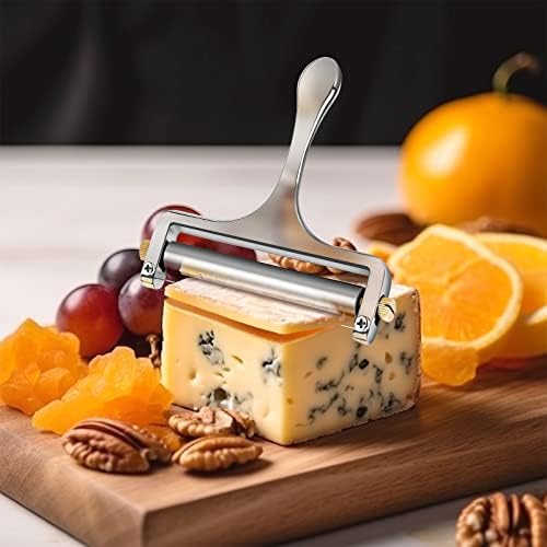 TOPULORS Cheese Slicer Stainless Steel Wire Cheese Cutter Slicer for Mozzarella, Cheddar, Gouda, And More Block Cheese - Heavy Duty Slicer With Extra Replacement Cutting Wir