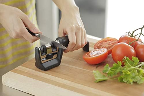Smith’s 50101 Pull-Thru Knife & Scissor Sharpener – Black/Silver – Pull-Thru Knife Sharpener – Left & Right-Handed Scissor Sharpener – Coarse & Fine Sharpening Slots – Straight & Serrated Blades