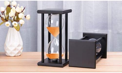 SAMLONG Hourglass 60 Minute Orange Sand Timer, Black Wooden Frame Sandglass