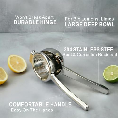 Lemon Squeezer, Stainless Steel Large Manual Citrus Press Juicer
