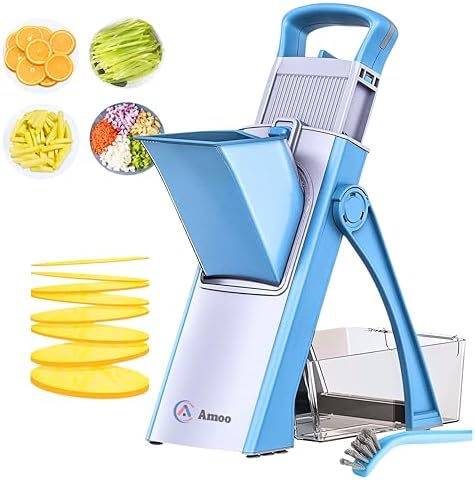 Multifunctional Mandoline Slicer, Julienne & Dicer, 5 in 1 Adjustable Vegetable Chopper for Perfect Potato, Kitchen Gadgets Vegetable & Fruit Slices in Seconds