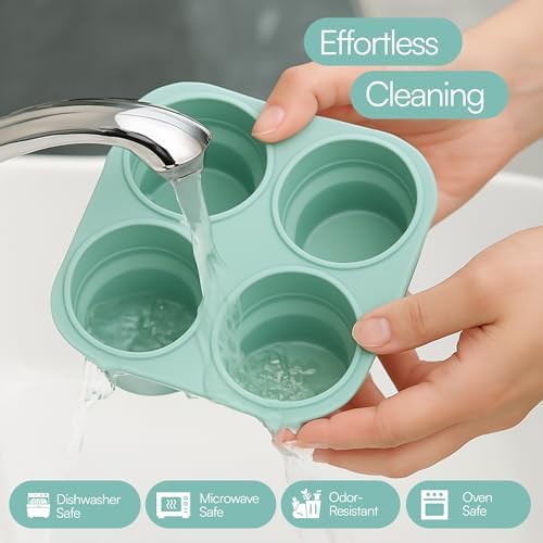 Silicone Freezer Tray with Lid - Stackable 2 oz Large Ice Cube Molds for Homemade Purees, Egg Bites, Broth Food Storage - Dishwasher Safe - 3 Pack