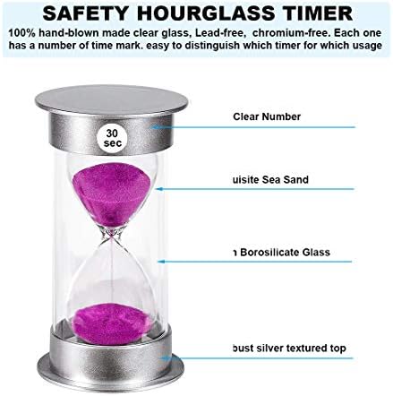 SuLiao Large 30 Sec Sand Timer, Colorful Unbreakable Hourglass, Plastic Purple Sand Watch for Kids Games & Classroom