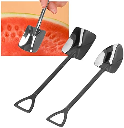 2Pcs 6 Inch Stainless Steel Shovel Spoons,Ergonomic Handle Ice Cream Scoop for Dessert Fruit Yogurt, Mini Kitchen Tableware Tools for Home Restaurant(#5)