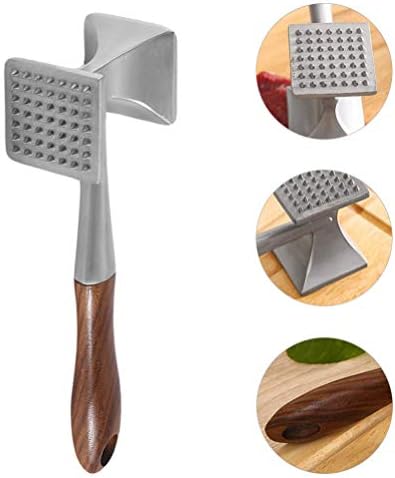 Dual Sided Meat Tenderizer Mallet Hammer with Wood Handle