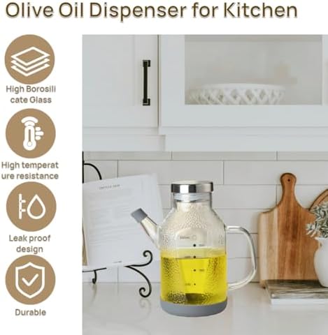 High Borosilicate Glass Oil Bottle,Olive Oil Dispenser for Kitchen