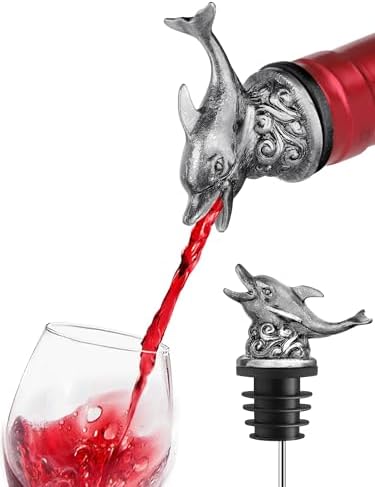 Animal Wine Pourer Spout, Drip Free Bottle Pourer & Stopper for Wine and Liquor Bottles, Funny Gift for Men, Dad, Hostess and Housewarming, Bar Cart Accessory for Holiday Party Decor, Multiple Animal