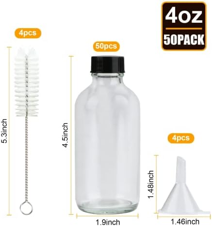 Maredash Small Clear Glass Bottles with Lids, 4 oz Glass Containers 50 Pack