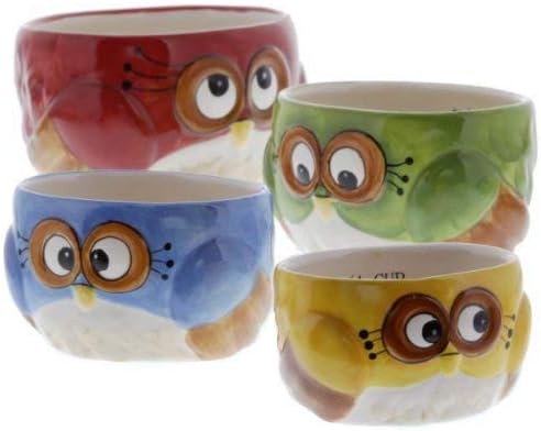 Cosmos gifts Measuring Cup Set Owl Design red green blue yellow 4 Pack, Medium