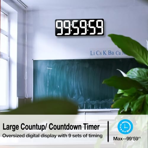 17.2" Large Digital Timer Wall Clock with Remote Control, Count Down Up Digital Timer, Auto DST LED Big Digital Clock for Bedroom Kitchen Living Room Office Gym Home Decor, White
