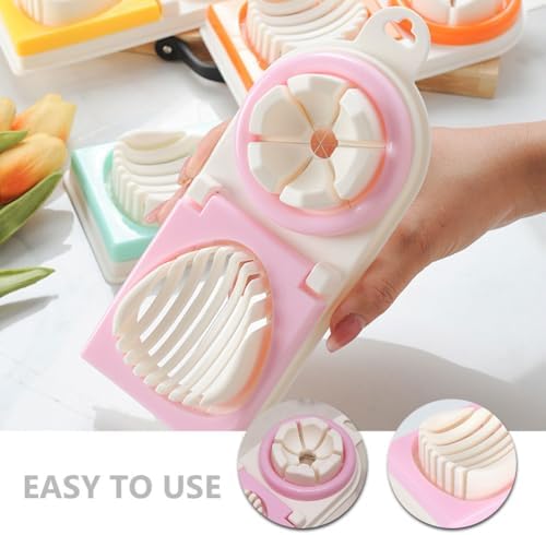 PRETYZOOM Multifunction Egg Cutter with Stainless Steel Wires 3 Slice Modes Hard Boiled Egg Slicer and Peeler Kitchen Gadget for Fruit and Vegetable Cutting 8-Inch Compact Design