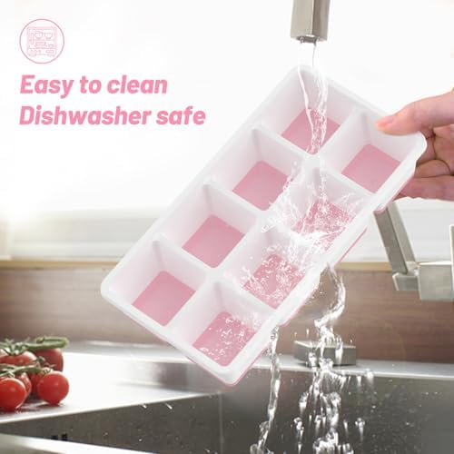 VEHHE Ice Cube Tray, 2 Pack Reusable Large Ice Cube Molds with Lid
