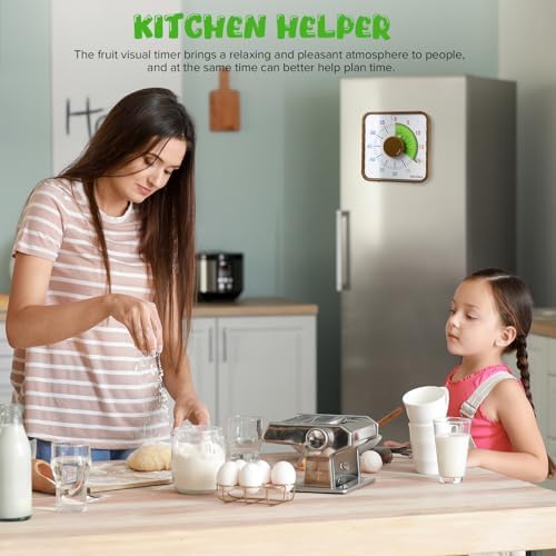 Secura 7.5-Inch Fruit Visual Timer for Kids, 60-Minute Countdown Timer for Classroom or Kitchen, Durable Mechanical Timer Clock with Magnetic Backing (Kiwi)
