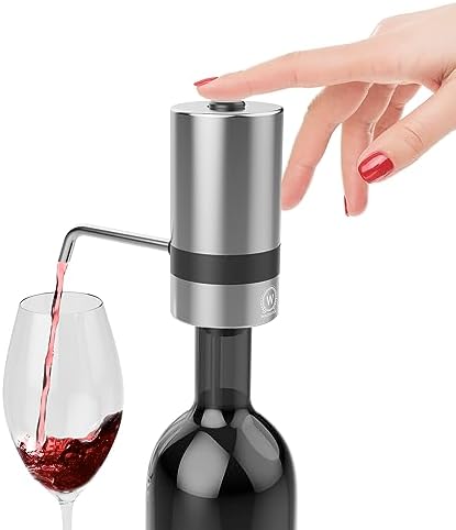 Luxurious Instant 1-Button Electric Wine Aerator w/Spout 6X More Oxidation for Wines, Scotch & Whiskey