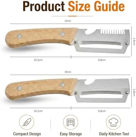 Multifunctional Vegetable Peeler Set, 2 Pack Ultra Sharp Stainless Steel Vegetable Peelers for Kitchen, Heavy Duty Wooden Handle Potato, Fruit & Vegetable Peeler with Julienne Blade, Bottle Opener
