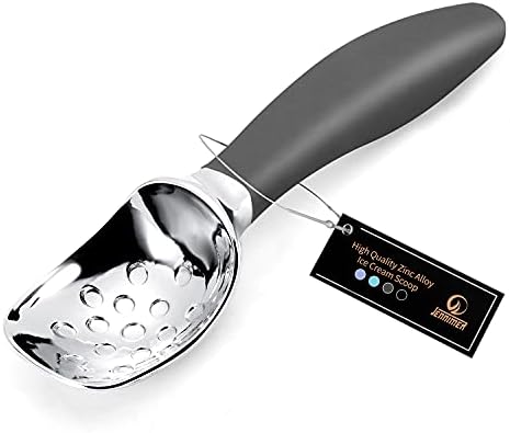 Professional Ice Cream Scoop with Ergonomic Anti-Slip Handle - Rust-Proof Zinc Alloy, Anti-Freeze Design for Home & Commercial Use(Grey)