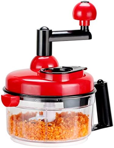KEOUKE Hand Crank Food Chopper Red - Manual Food Processor with Egg Separator, Labor-Saving, Easy to Clean, Large Vegetable Mixer Blender for Onion, Garlic, Salad, Salsa, Nuts, Meat, Fruit, etc