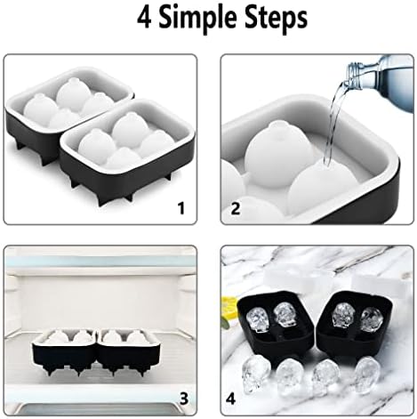 Skull Ice Cube Mold Tray - Vilei 2 Pack 3D Skull Ice Cube Tray Ice Mold Silicone Whiskey Ice Mold with Transparent lid for Iced Coffee Cup,Cocktails,Chocolate,Cake and Partie