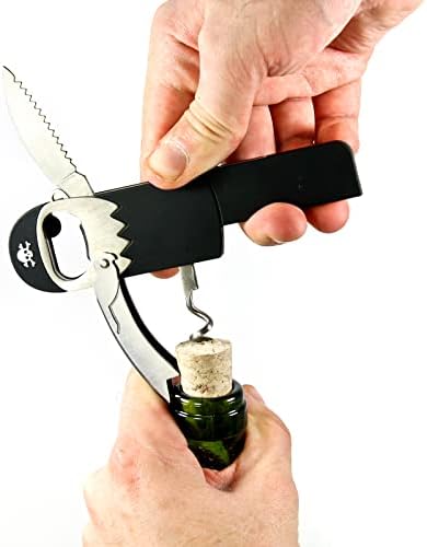 Suck UK Pirate Bottle Opener | Pirate Wine Opener | Corkscrew Keychain | Legless Pirate Cork Screw | Funny Bartender Gifts | Novelty Kitchen Gadgets | Foil Cutter | Funny Boat Kitchen Accessories