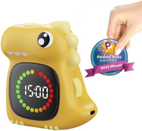 Orange Dino Visual Timer for Kids, Toddler Countdown Timer Clock