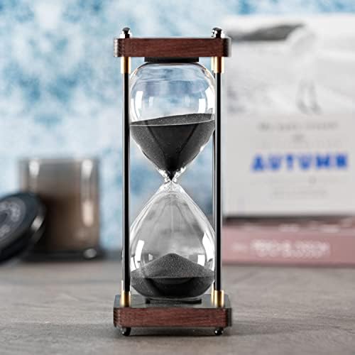 SAMLONG Large Hourglass Timer 60 Minute, Decorative Wood Sand Timer, Black