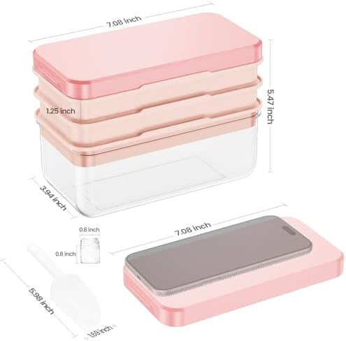 PHINOX Ice Cube Tray with Lid and Bin, Easy Release 84 Cubes for Freezer