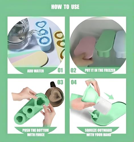Ice Cube Trays for Stanley Cup 20 30 40 OZ Tumbler Ice Mold Heart Shape Silicone Ice Cube Tray with Lid, Stanley Ice Mold and Maker Ice Cube for Cocktails, Whisky, Juice (20-30 OZ, Green)