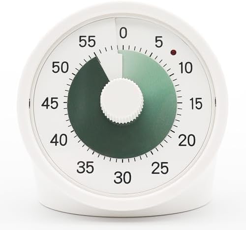 Tiempo Round 60-Minute Visual Analog Timer, Pause Function, 6 Alarm Modes, Magnetic Productivity Focus Desk Timer for Kids, ADHD, Study, Work, Kitchen, Dark Green