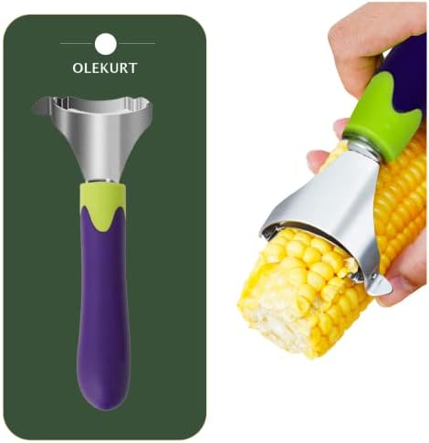 Eggplant Shaped Corn Peeler, Magic Corn Stripper for Corn on the Cob Remover Tool, Cob Corn Stripper with Good Grips (Purple)…