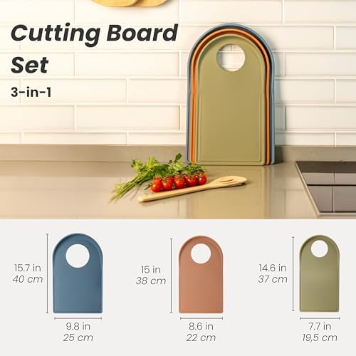Vigar Cutting Board, Durable Polypropylene, Non-Slip, Set of 3
