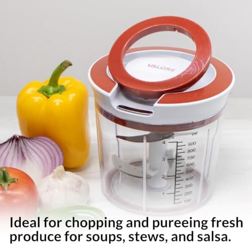 Valore Manual Food Processor Vegetable Chopper Large 1.2L (5 Cup) – Heavy Duty Garlic & Onion Cutter – Portable All-Purpose Quick Chop Kitchen Essential
