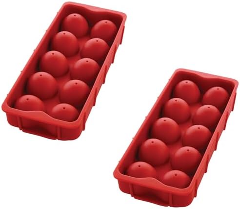 HIC Kitchen Cannonball Silicone Ice Cube Tray, Set Of 2, Large Spheres