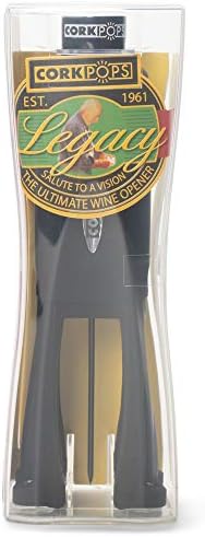 Cork Pops Legacy Wine Opener Built-in 4-Blade Foil Cutter Safe Cork Removal, Effortless Push Button Use, Needle Guard for Safety, Low-Pressure Cartridge Opens Up To 60 Bottles