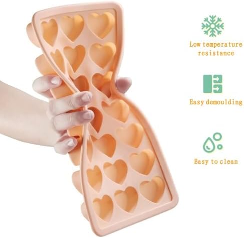 2 Pack Heart-Shaped Ice Cube Trays - 42 Holes Silicone Heart Ice Cube Tray with Lid, BPA Free and Dishwasher Safe, Mini Heart Shape Ice Cube Mold, Easy to Remove (2 Pack Pink)