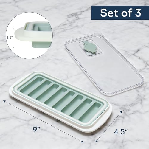 Lily's Home Flexible Silicone Ice Cube Tray - Durable Easy Release - Fresh Youthful Colors - Water Fill Port - Compact 9x4.5 Size - Multi-Purpose Use - Ice Cube Trays for Freezer - Set of 3