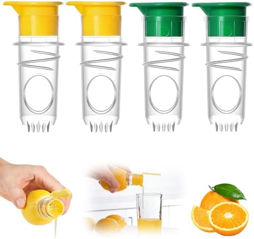 Screw Top Lemon Squeezer, 2026 New Hand Juicer Squeezer, Portable Manual Juicer for Travel, Multifunctional Fruit Juicers for Home Use (4pcs, Yellow+Green)