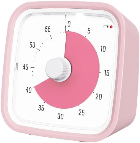Visual Timer for Kids and Adult, 60-min Countdown Timer, LightPink