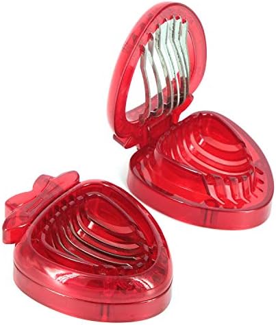 Mayata 2pcs Strawberry Slicer Corer Stainless Steel Strawberry Huller Leaf Stem Remover Strawberry Cutter Blade Fruit Tools Kitchen Gadgets