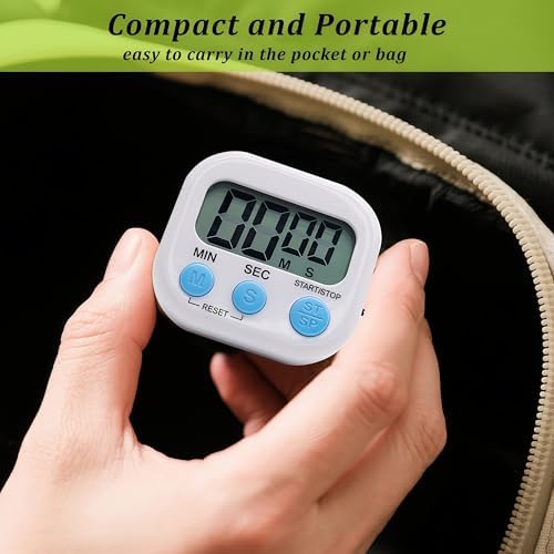 6 Pack Multi-Function Electronic Timer - Kitchen Timer,Magnetic Digital Timers,Big LCD Display, ON/Off Switch,Extensively Use in Cooking,Gym, Meeting, Classroom,Kitchen,Study,Work,Outdoor Activities