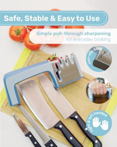 Wamery Knife & Scissors Sharpener, 4-Stage Pull-Through with Scissors Slot