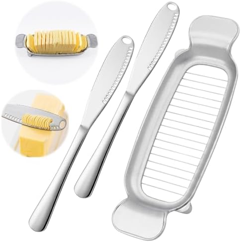 Butter & Cheese Slice Cutter - Stainless Steel Multipurpose Butter and Cheese Cutter Slicer for Evenly Slicing Butter Blocks, Cheeses, Eggs, Non-Stick，Compact & Portable for Home, BBQ, Camping