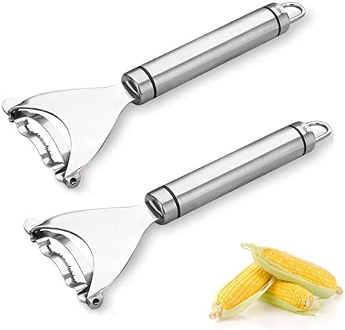 2PCS Corn Planer Cutter Thresher Peeler, Corn Thresher Cob Stripper Tool,Premium Stainless Steel Corn Thresher Cob Remover tool with Ergonomic Handle