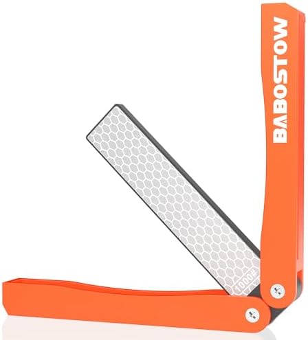 Diamond Knife Sharpener Tool, 400/1000 Grits Double Sided Diamond Sharpening Stone Tool, Manual Knife Sharpener Tool, Portable Folding Knife Sharpeners for Kitchen and Outdoors - Orange