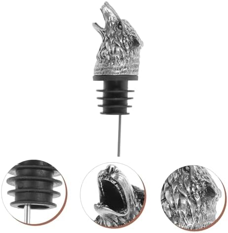 Wolf Head Wine Pourer Wine Bottle Topper Wine Bottle Pourer Bottle Pourers Liquors Spouts for Bottles Wine Bottle Sealing Plug Whiskey Pourer Spouts Cork Beer Oil Pourer Alloy