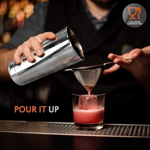 NutriChef Mixology Bartender Cocktail Shaker Set-Includes 15&30 oz Stainless Steel Shakers,6 Bottle Pourers&More-Essential Martini Making Kit-Drink Mixing Set-15 Piece Cocktail Bar_Set (Pack of 12)