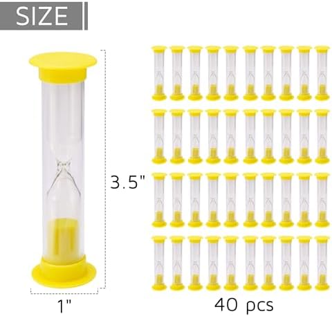 PROLOSO 40 Pcs Sand Clock Timers 1 Minute Hourglass Sandglass Classroom Timers for Kids Games Toothbrush Timer for Children